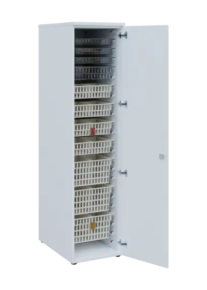 EUROMEDICA D - 46 skříň léková boxová, 1-dveřová, pravá, 1950x460x735, korpus bílý, dvířka bílá